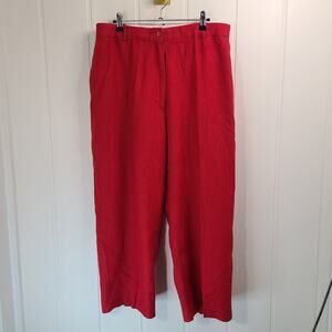 Jillian Jones Red Linen Wide Leg Crop Vintage